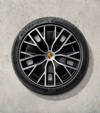 20 colių „Taycan Turbo S Aero Design“ žieminių ratų ir padangų komplektas, dažytas juoda (aukšto blizgumo) spalva