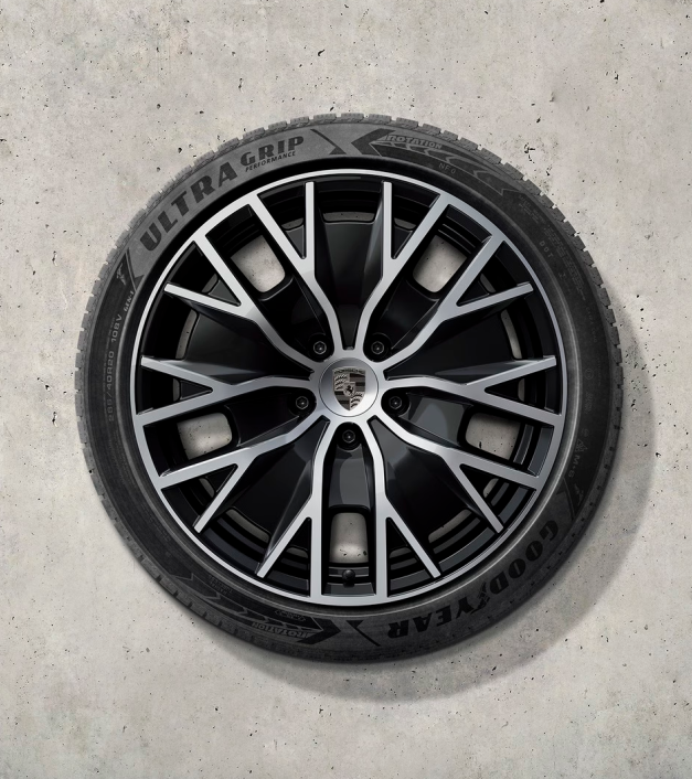 20 colių „Taycan Turbo S Aero Design“ žieminių ratų ir padangų komplektas, dažytas juoda (aukšto blizgumo) spalva